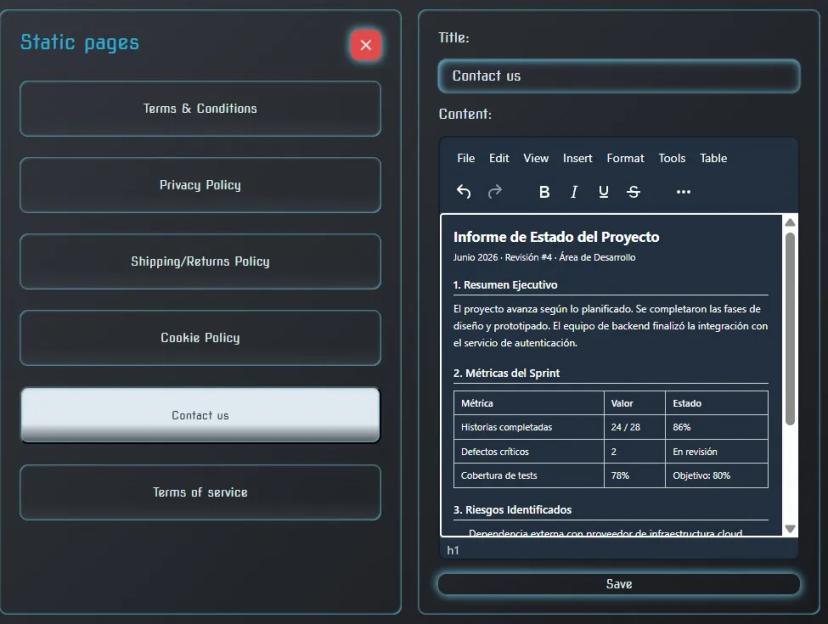 15. Páginas de Texto (Static Pages)